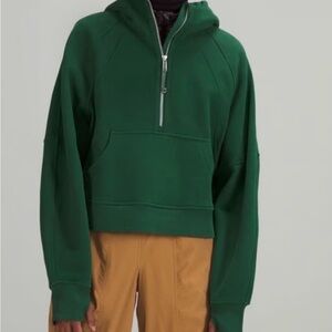 Lululemon Hooded Everglade Green Scuba Half Zip